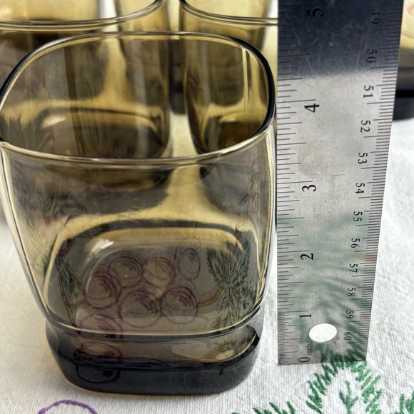 Set of 6 Libbey Carrington smoky brown whiskey square rocks glass / tumblers - Picture 6 of 8
